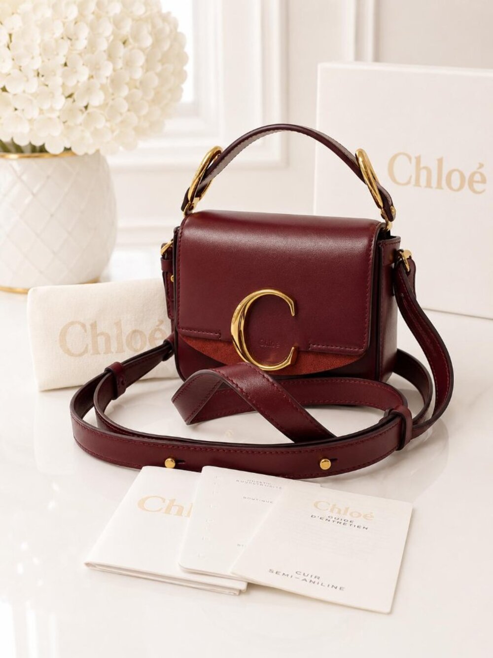 Authentic Chloé C Top Handle Crossbody Bag